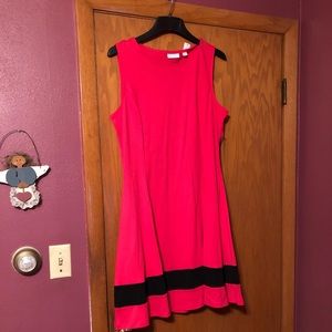 Pink and black color block dress